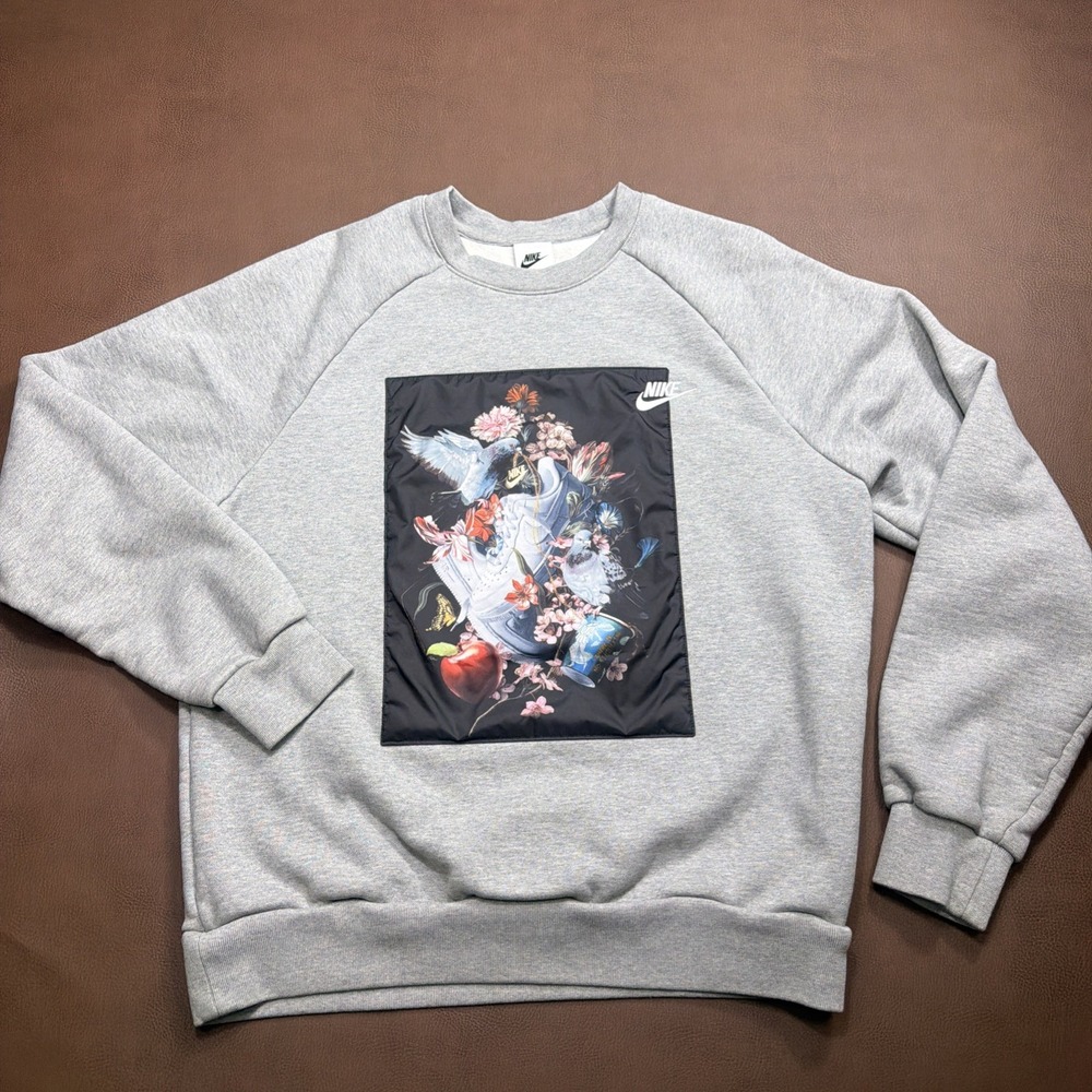 Nike AF1 Graphic Crewneck Grey Men's Medium Sweatshirt Air Force DD6515-063 New